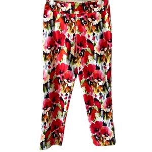 NEW KRAZY LARRY Colorful Poppy Flower Garden Print Pullon Stretch Ankle Pants 12